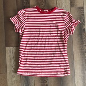 J. Crew Men's Small Red Stripe Pocket Tee Crewneck